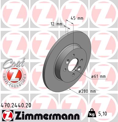 Tarcza hamulcowa ZIMMERMANN 470.2440.20