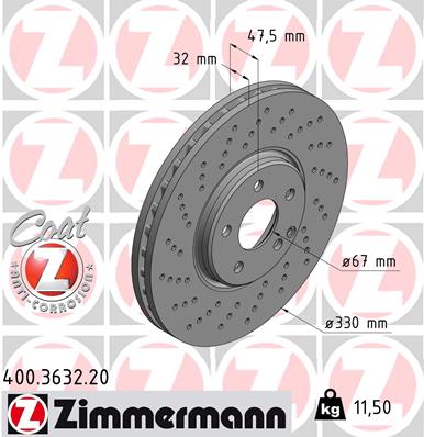 Tarcza hamulcowa ZIMMERMANN 400.3632.20