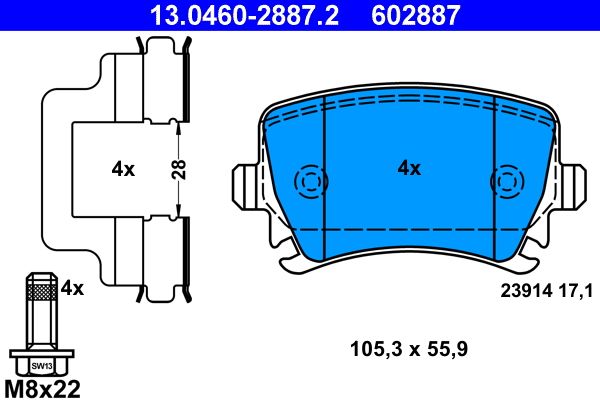 Klocki hamulcowe ATE 13.0460-2887.2