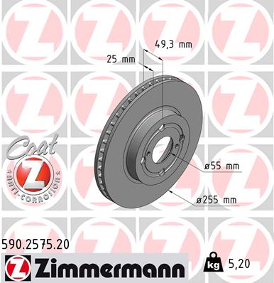 Tarcza hamulcowa ZIMMERMANN 590.2575.20