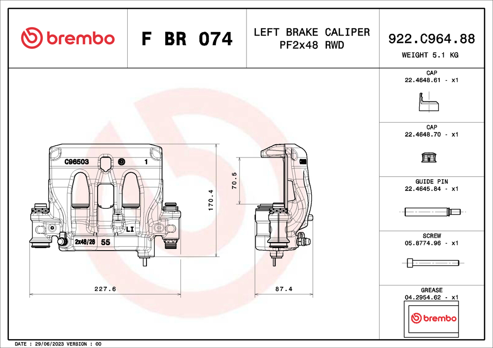 Zacisk hamulca BREMBO F BR 074