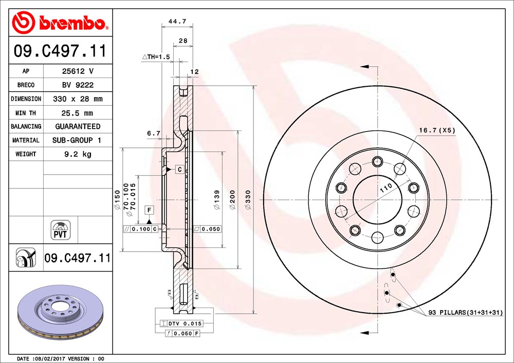 Tarcza hamulcowa BREMBO 09.C497.11