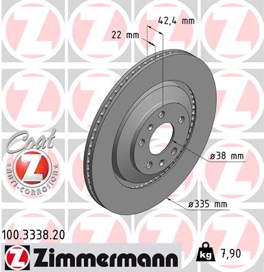 Tarcza hamulcowa ZIMMERMANN 100.3338.20