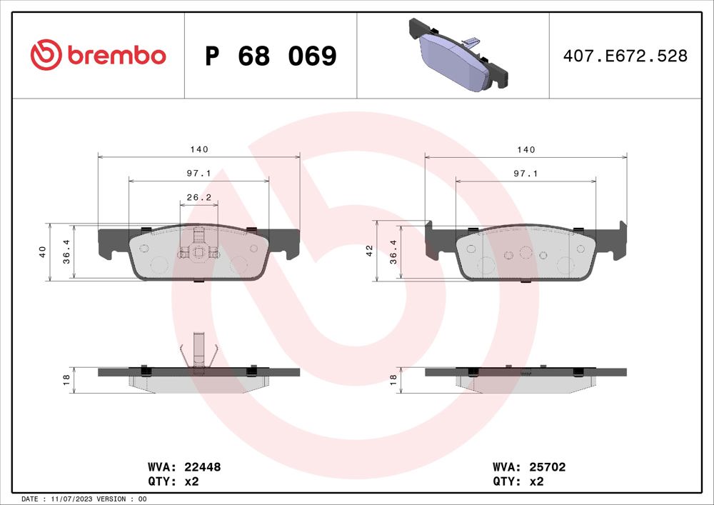 Klocki hamulcowe BREMBO P 68 069