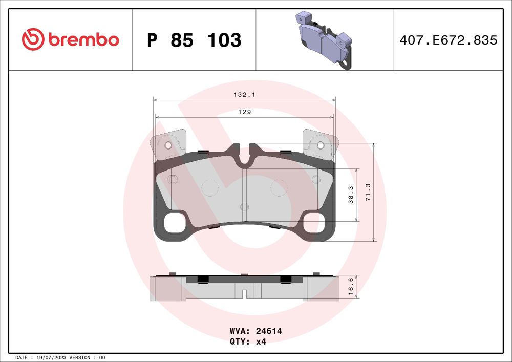 Klocki hamulcowe BREMBO P 85 103