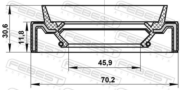 Pierścień uszczelniający wału, różnicowy FEBEST 95JAS-47701232C