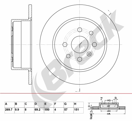 Tarcza hamulcowa BRECK BR 019 SA100