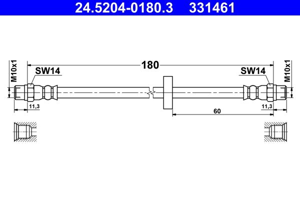 Przewód hamulcowy elastyczny ATE 24.5204-0180.3