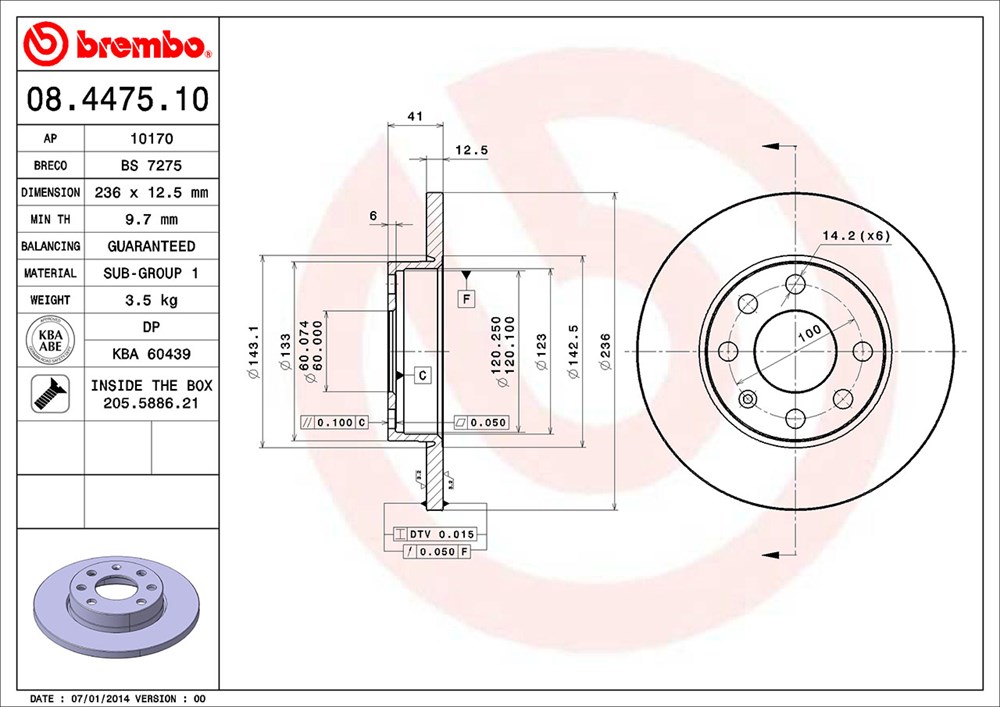 Tarcza hamulcowa BREMBO 08.4475.10