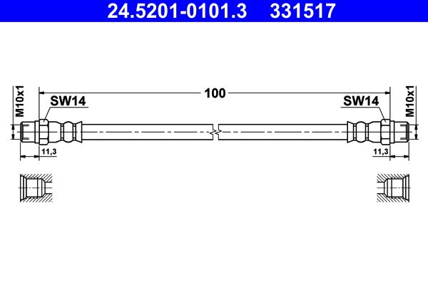 Przewód hamulcowy elastyczny ATE 24.5201-0101.3
