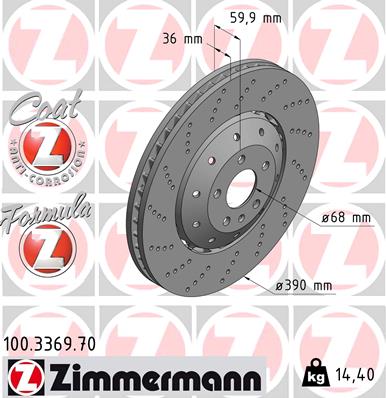 Tarcza hamulcowa ZIMMERMANN 100.3369.70
