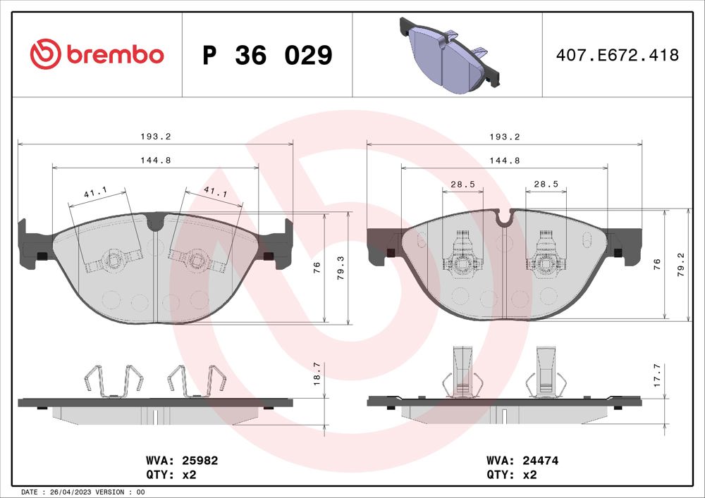 Klocki hamulcowe BREMBO P 36 029