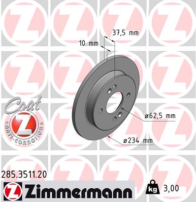 Tarcza hamulcowa ZIMMERMANN 285.3511.20