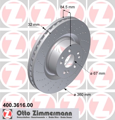 Tarcza hamulcowa ZIMMERMANN 400.3616.00