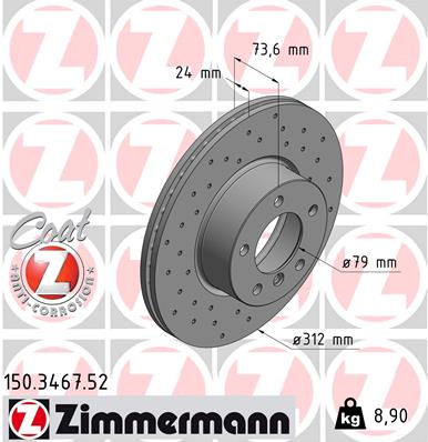 Tarcza hamulcowa ZIMMERMANN 150.3467.52