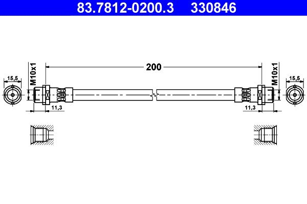 Przewód hamulcowy elastyczny ATE 83.7812-0200.3