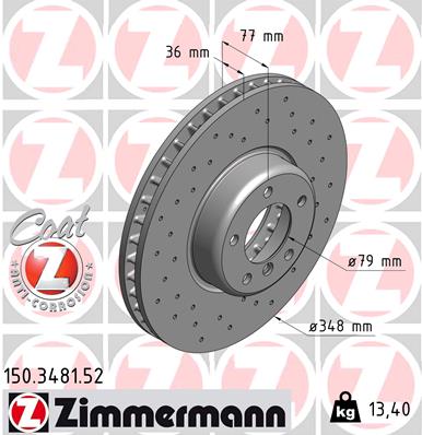 Tarcza hamulcowa ZIMMERMANN 150.3481.52