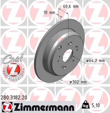 Tarcza hamulcowa ZIMMERMANN 280.3182.20