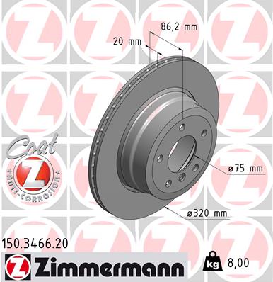 Tarcza hamulcowa ZIMMERMANN 150.3466.20