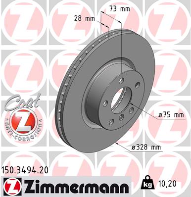 Tarcza hamulcowa ZIMMERMANN 150.3494.20