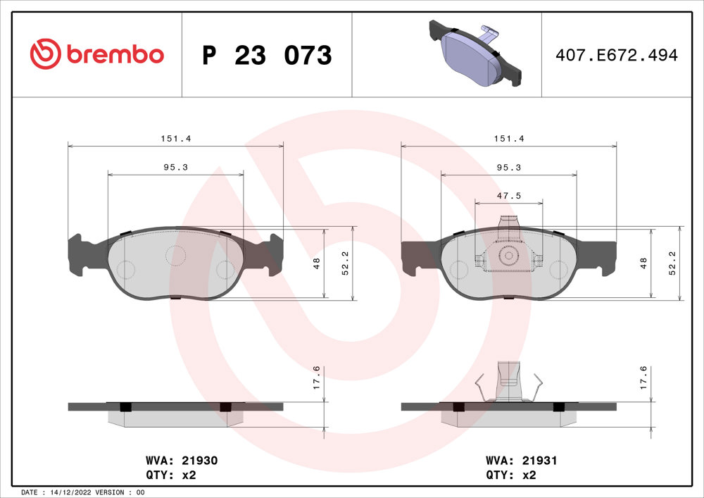 Klocki hamulcowe BREMBO P 23 073