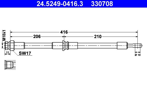 Przewód hamulcowy elastyczny ATE 24.5249-0416.3