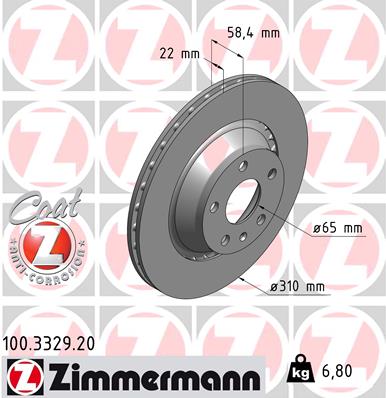 Tarcza hamulcowa ZIMMERMANN 100.3329.20