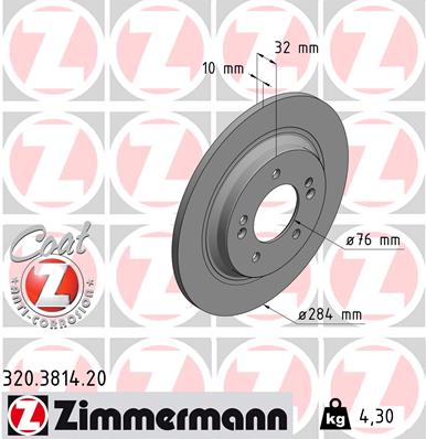 Tarcza hamulcowa ZIMMERMANN 320.3814.20