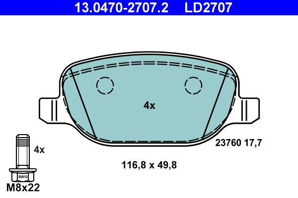 Klocki hamulcowe ATE 13.0470-2707.2