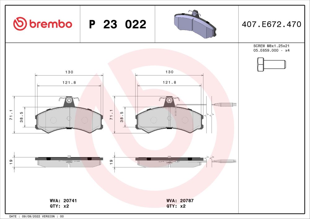 Klocki hamulcowe BREMBO P 23 022