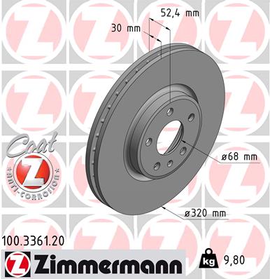 Tarcza hamulcowa ZIMMERMANN 100.3361.20