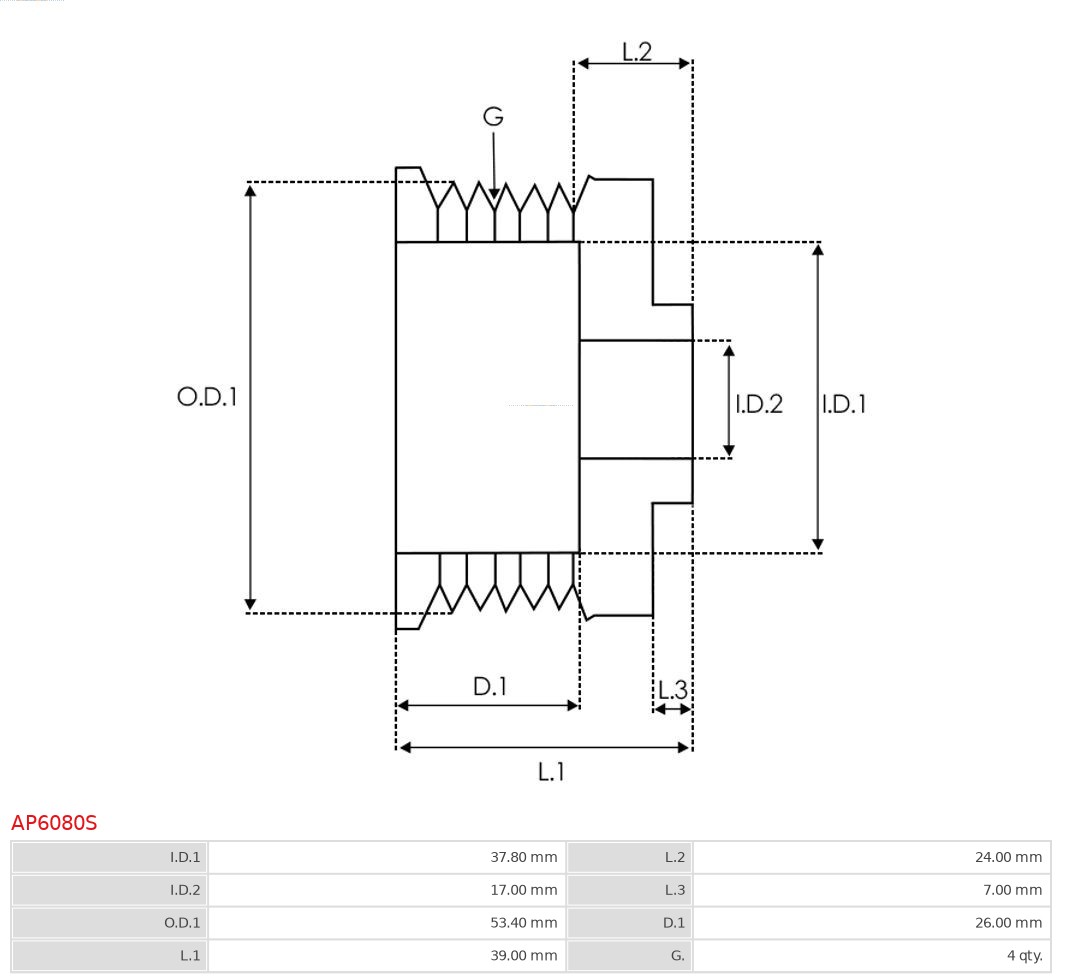 Koło pasowe, alternator AS-PL AP6080S