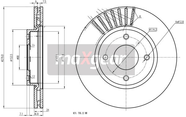 Tarcza hamulcowa MAXGEAR 19-3353