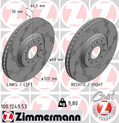 Tarcza hamulcowa ZIMMERMANN 100.1249.53