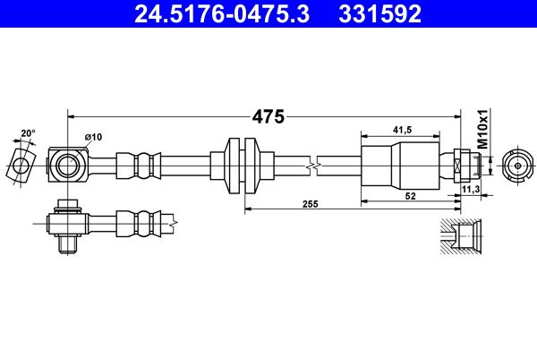 Przewód hamulcowy elastyczny ATE 24.5176-0475.3