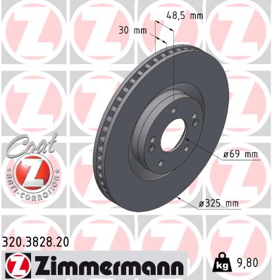 Tarcza hamulcowa ZIMMERMANN 320.3828.20