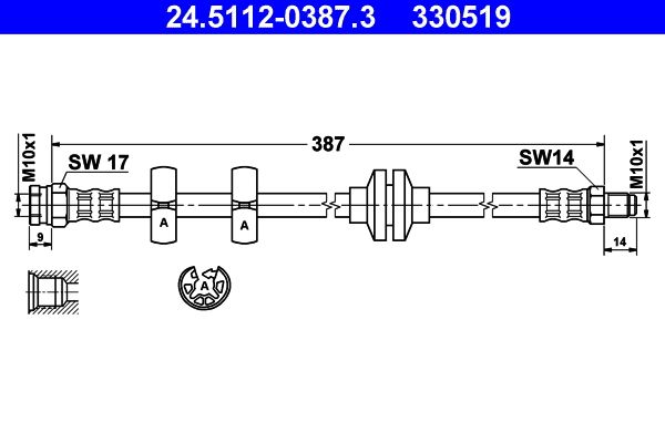 Przewód hamulcowy elastyczny ATE 24.5112-0387.3
