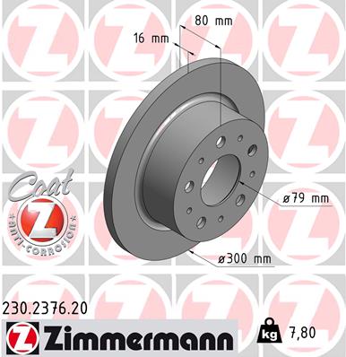 Tarcza hamulcowa ZIMMERMANN 230.2376.20
