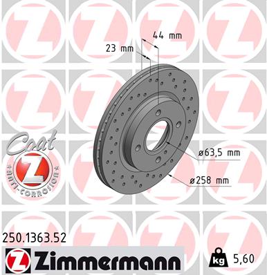 Tarcza hamulcowa ZIMMERMANN 250.1363.52