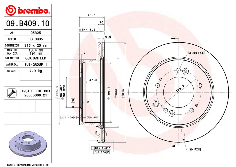 Tarcza hamulcowa BREMBO 09.B409.10