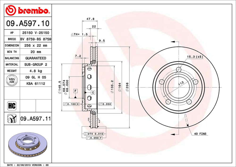 Tarcza hamulcowa BREMBO 09.A597.11
