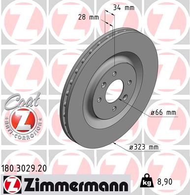 Tarcza hamulcowa ZIMMERMANN 180.3029.20