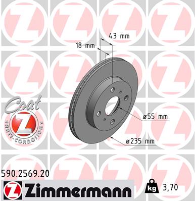 Tarcza hamulcowa ZIMMERMANN 590.2569.20