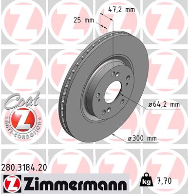 Tarcza hamulcowa ZIMMERMANN 280.3184.20