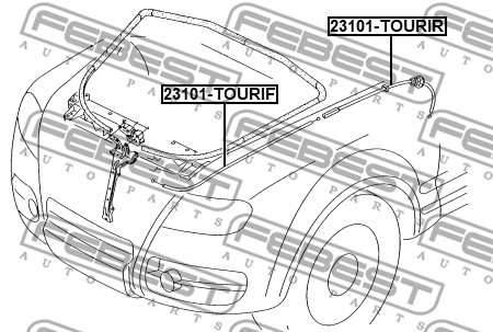 Cięgno zamka pokrywy komory silnika FEBEST 23101-TOURIF
