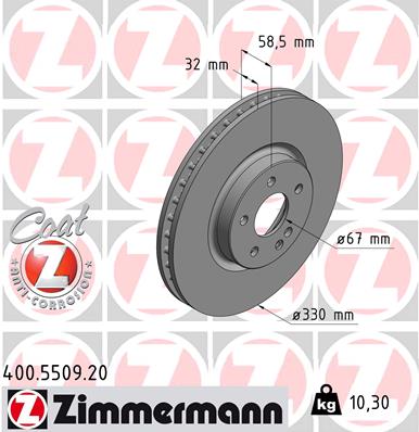 Tarcza hamulcowa ZIMMERMANN 400.5509.20