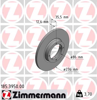 Tarcza hamulcowa ZIMMERMANN 185.3950.00