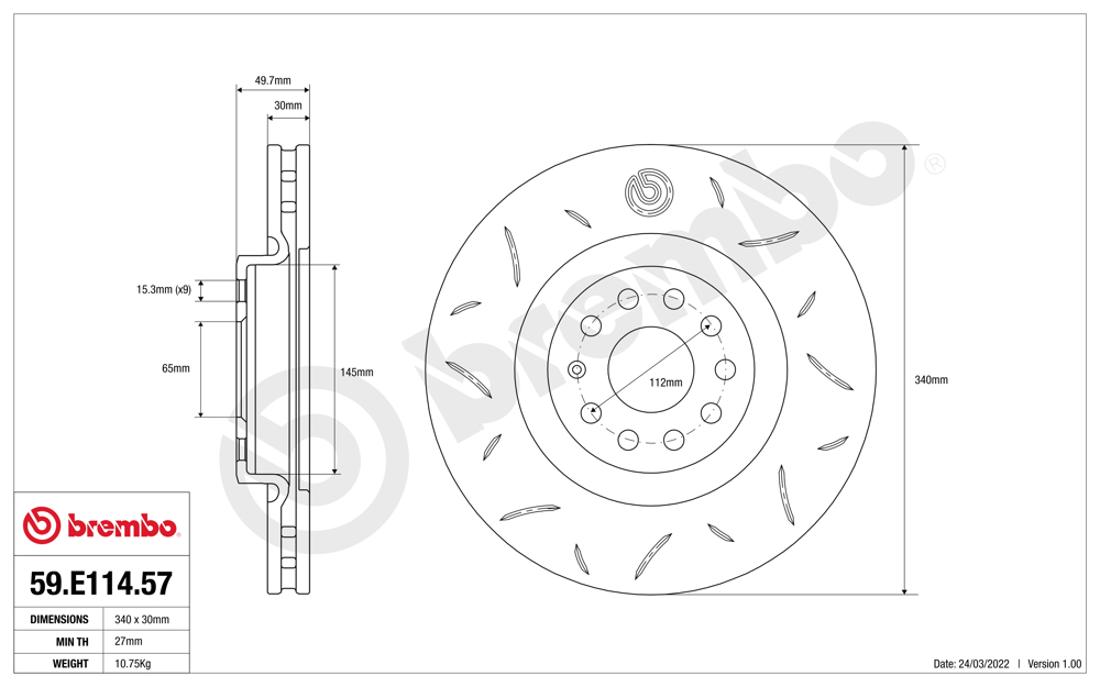 Tarcza do hamulców o wysokiej skutecznosci BREMBO 59.E114.57