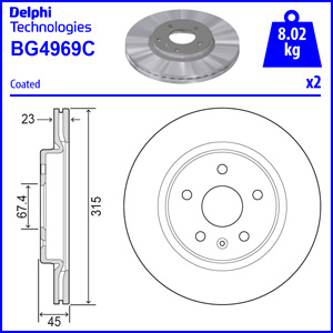 Tarcza hamulcowa DELPHI BG4969C