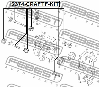 Sworzeń prowadzący  zacisk hamulca FEBEST 2374-CRAFTF-KIT